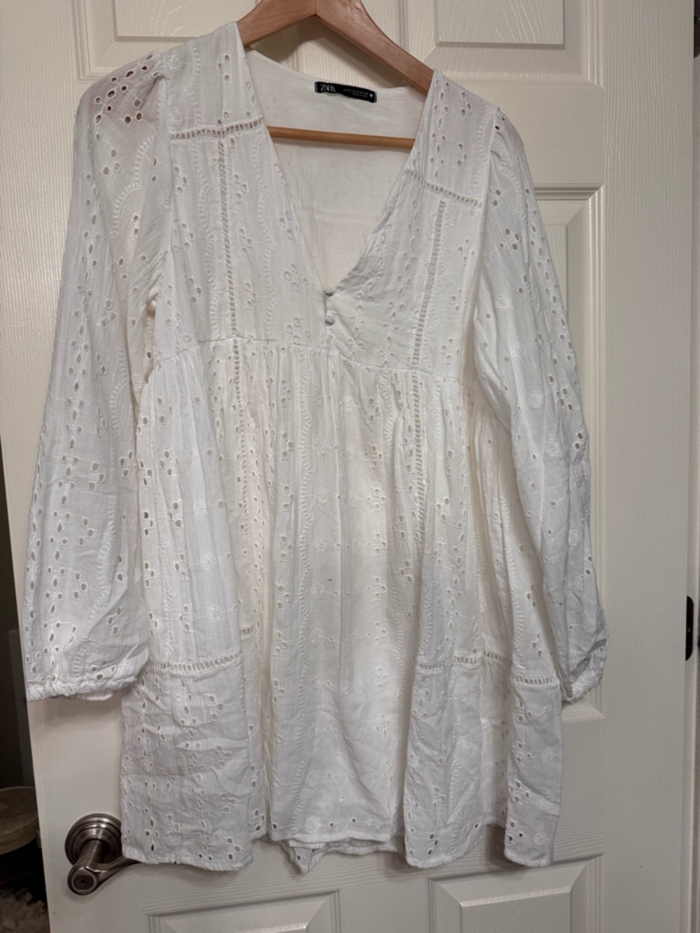 NWT - Zara White Eyelet Cotton Top
